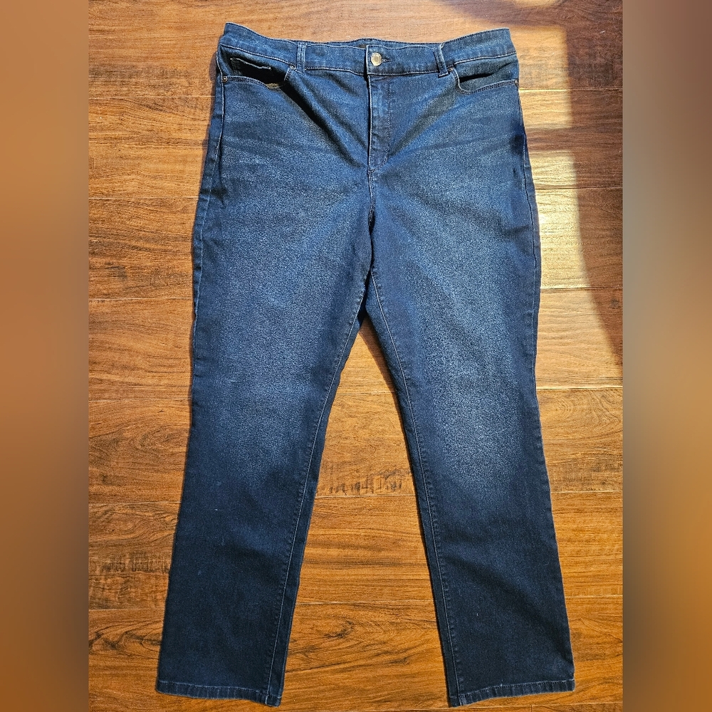 Bandolino Amy Straight Leg Women's Plus sz 18 Dark Wash Blue Denim jeans 30b
